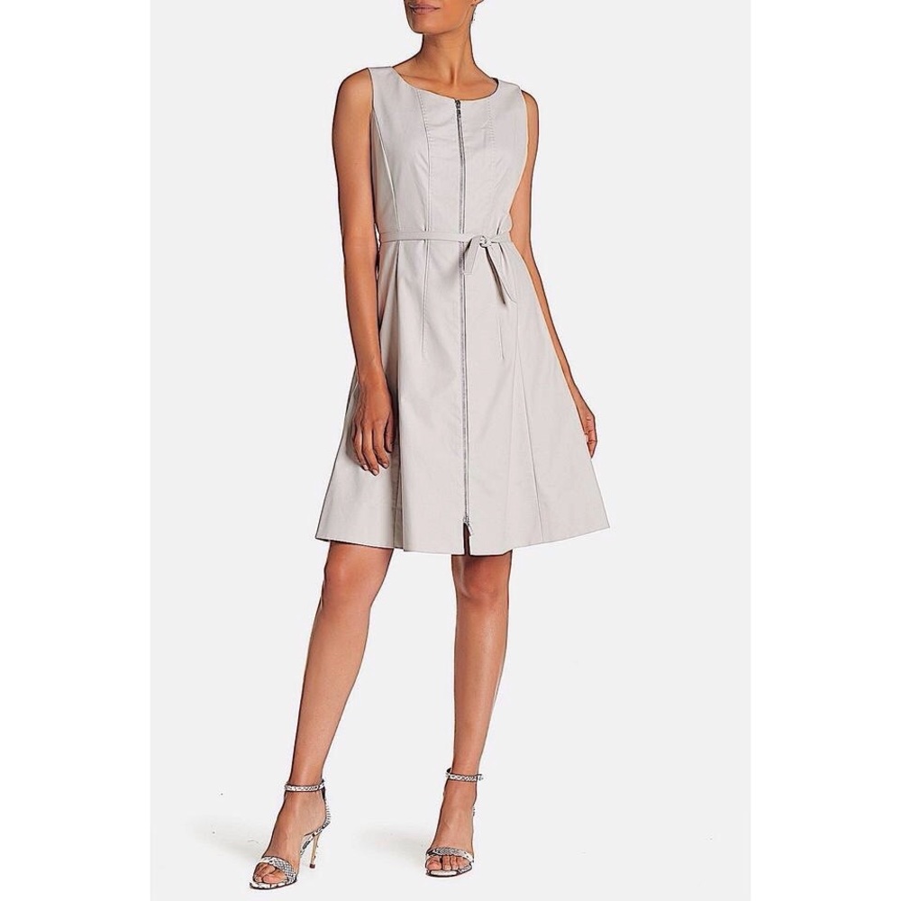 Lafayette 148 Coralie Front-Zip Belted Dress